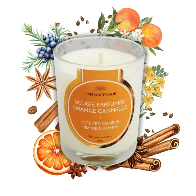 Ambiance Cade bougie parfumée orange-cannelle 180g 40h